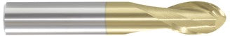 219-001081: 1/4 Dia, 1/2 LOC, 2 OAL, 2-Flt,  Carbide Ball End Mill- Single End, 30 Deg. Helix, TiN, USA