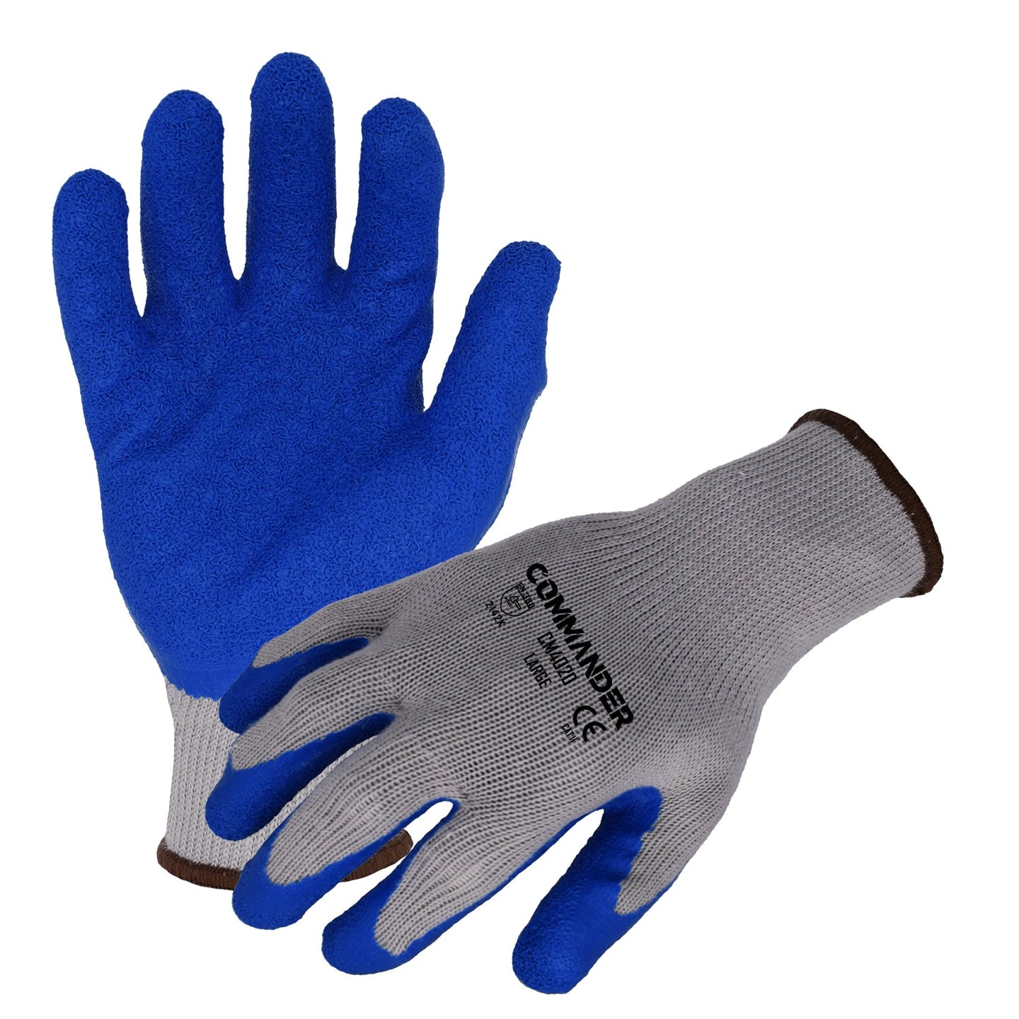 Commander (CM4020) General Purpose Work Gloves, Polyester/Cotton Gloves w/ Crinkle Latex Palm/Finger Coating, X-Large, Case of 12 Pairs