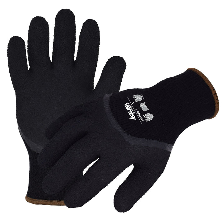 (LW1030) Winter Work Gloves, Acrylic w/ Acrylic Fleece Interior and Black Foam Latex 3/4 Coating, Medium, Case of 12 Pairs