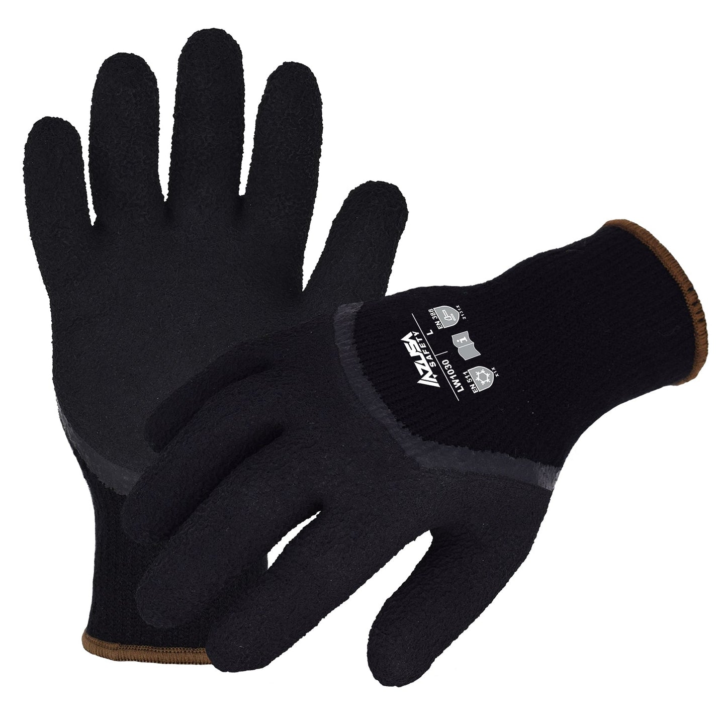 (LW1030) Winter Work Gloves, Acrylic w/ Acrylic Fleece Interior and Black Foam Latex 3/4 Coating, 2X-Large, Case of 12 Pairs