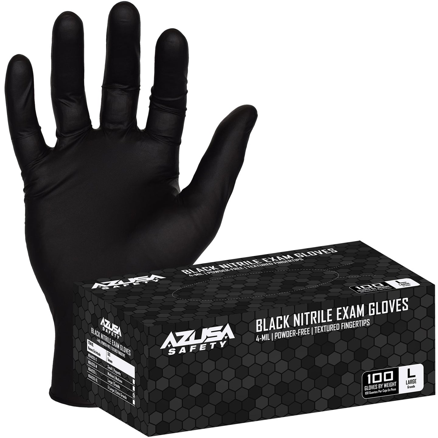 (ND4020) Disposable Gloves, 4-Mil Black Disposable Nitrile Exam Gloves, Powder-Free, Food Safe, Small, 1 Box (100 gloves)