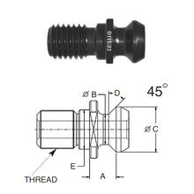 Load image into Gallery viewer, Briney B111-26A-HTHS: High Torque Pull Stud (Retention Knob) For V-Flange Tooling, BT40 Taper, M16X2.0 Thread, 45° Angle
