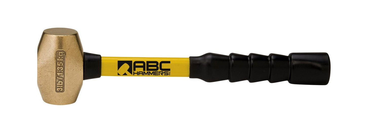 ABC3BFB; 3 lb  Brass Hammer, 12 in. Fiberglass Handle