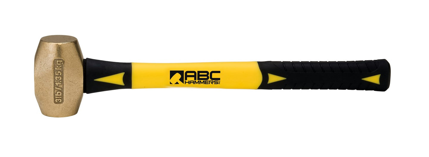 ABC3BF; 3 lb  Brass Hammer, 14 in. Fiberglass Handle