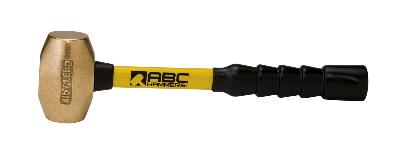 ABC4BFB; 4 lb  Brass Hammer, 12 in. Fiberglass Handle