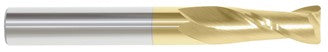 204-602431: 3/16 Dia, 5/8 LOC, 2 OAL, 2-Flt, .015 Corner Rad Carbide End Mill- Single End, 30 Deg. Helix, TiN, USA