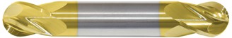 220-011075: 15/64 Dia, 7/16 LOC, 2 OAL, 4-Flt,  Carbide Ball End Mill- Single End, 30 Deg. Helix, TiN, USA