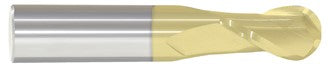 221-001106: 15/32 Dia, 1 LOC, 3 OAL, 2-Flt,  Carbide Ball End Mill- Single End, 30 Deg. Helix, TiN, USA