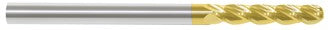 229-001011: 3/16 Dia, 1-1/8 LOC, 3 OAL, 4-Flt,  Carbide Ball End Mill- Single End, 30 Deg. Helix, TiN, USA