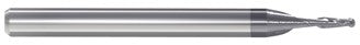 251-001111B: .0469 Dia, 3/8 LOC, 2-1/2 OAL, 2-Flt,  Carbide Ball End Mill- Single End, 30 Deg. Helix, AlTiN, USA