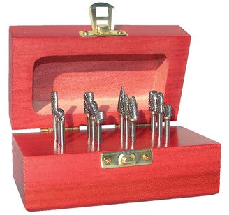 310-110028: 12 Piece Cabride Burr Set; 1/2 Diameters, Single Cut, BRIGHT, USA