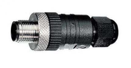 Waldmann 336886010-00597535, Connector, M12 Connector, S-coded, 4 pin, male, For 120/230V AC